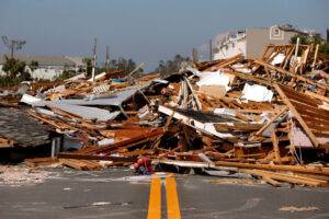 Rubble left in the aftermath of Hurricane Michael is pictured in Mexico Beach